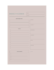 Monthly Planner (Nature) Minimalist planner template set. Vector illustration.	