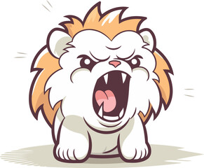 Angry lion cartoon vector illustration isolated on white background