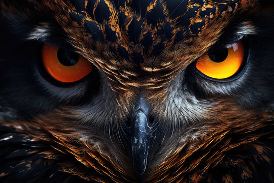 closeup eye owl on background