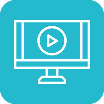 white monitor with play button on blue clip art preview