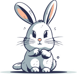 Cute cartoon rabbit vector illustration isolated on a white background