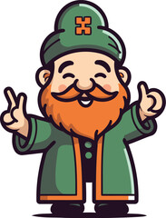 Cartoon leprechaun with a beard and mustache vector illustration