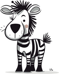 Zebra cartoon vector illustration isolated on white background cute cartoon zebra