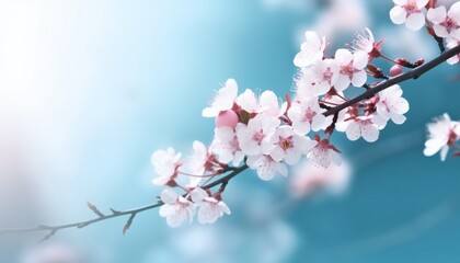 Beautiful branches of white Cherry blossoms on the tree under blue sky, Beautiful Sakura flowers during spring season in the park.