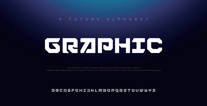 Graphic Modern abstract digital alphabet font. Minimal technology typography, Creative urban sport fashion futuristic font and with numbers. vector illustration