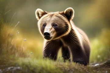 Rolgordijnen brown bear cub © qaiser