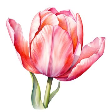 watercolor tulip flowers illustration on a white background.