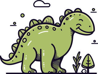 Cute cartoon dinosaur vector illustration of a prehistoric dino