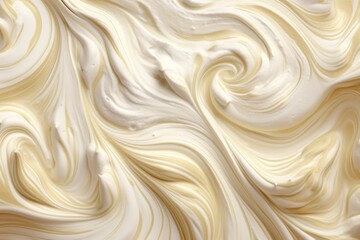 macro texture swirl of white vanilla ice cream.