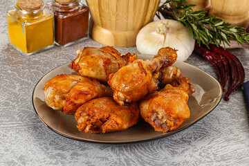 Raw marinated chicken drumstick for cooking