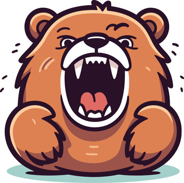 Illustration of a cute cartoon bear crying and yelling