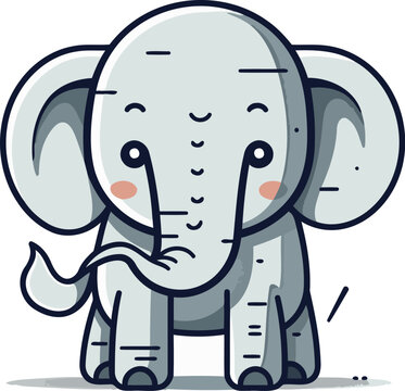 Cute cartoon elephant vector illustration cute animal character