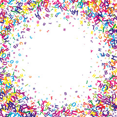 Scattered letters of latin alphabet. Colorful