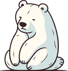 Polar bear sitting on white background vector illustration for your design