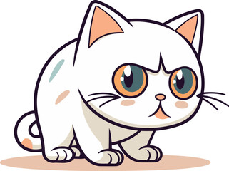 Cute cartoon cat vector illustration isolated on a white background