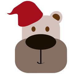Funny Bear face Christmas style with red hat vector illustration