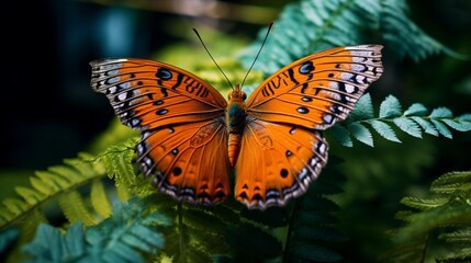 Butterfly Beautifully Positioned on a Leaf