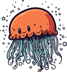 Jellyfish hand drawn vector illustration in doodle style