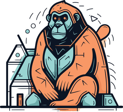 Gorilla in a suit of a superhero vector illustration