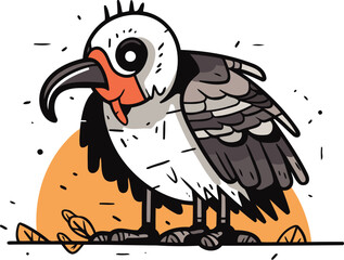Cockatoo bird sitting on the ground vector illustration