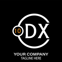 Dx Letter Logo Design, black background. Dx circle logo design vector,