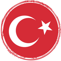 National flag of Turkey in stamp style