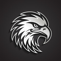 3d silver eagle head logo design