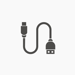 USB Cable icon vector. charger, micro symbol sign
