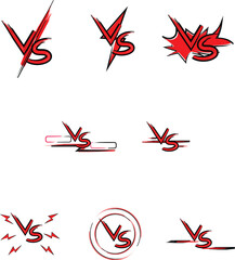 Vs versus grunge icon vector red letters old graphic print letters logo sign for battle fight game, grungy dirty paint retro vintage style illustration isolated on white background