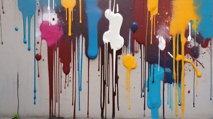 Paint dripping on a wall. Abstract background with colorful dripping paint.