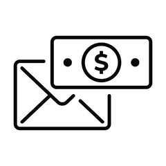 line style icon design of email and money on the top for banking and finance notification