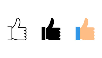 Like icon set. Hand like. Thumb up. Outline love symbol. Social media sign. vector illustration on white background