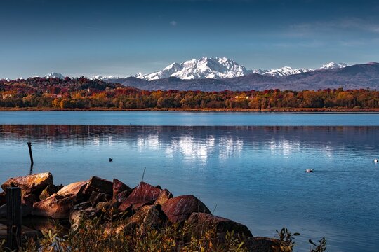 Monte Rosa reflected on Varese lake
