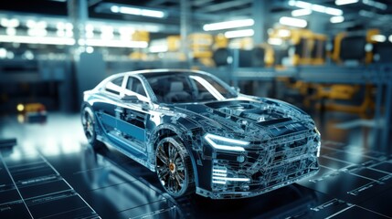 Fototapeta premium Concept Car in Futuristic Facility
