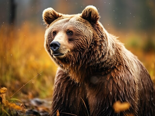 Obraz premium A close-up shot capturing the majestic details of a bear in its natural habitat.