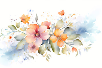 colorful watercolor bouquet of flower painting Isolated on white backgrounds. illustration. for wedding stationary, greetings, textile, wallpapers, . Illustration. Generative AIa
