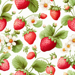 Strawberry seamless pattern. Repeating background with summer fruit. Creative Scandinavian children texture for fabric, packaging, textiles, wallpaper, clothing.