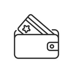 Bonus card for loyalty program in wallet, linear icon. Line with editable stroke
