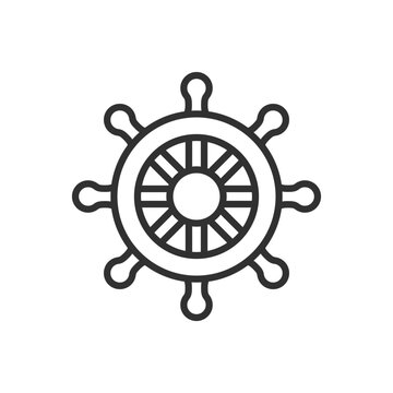 Helm of a ship, linear icon. Line with editable stroke