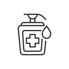 Antiseptic with dispenser, linear icon. Line with editable stroke