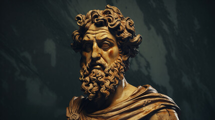 Generative AI, Stoicism concept, sculpture of a stoic, representing philosophy, ancient greek god statue