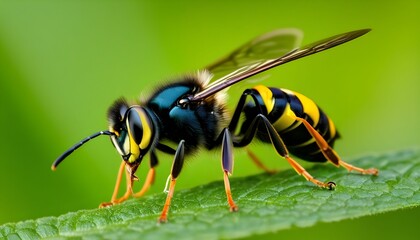 a closeup macro shot of a small tiny bee wasp