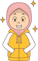 Hijab Character with Hodie Cute Cartoon