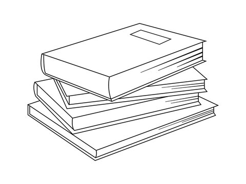 recommend clip art: stack of books line art illustration