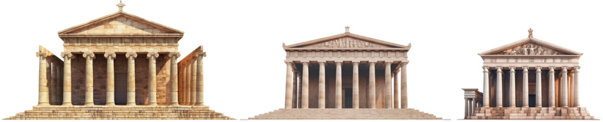 Naklejka premium collection of three ancient Greek temples