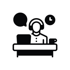 Black solid icon for support 