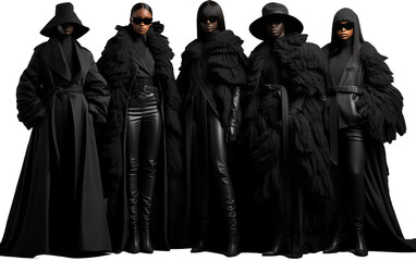 All-Black Outfits isolated on a transparent background.
