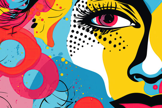 Fototapeta Abstract pop art illustration of closeup fashion woman
