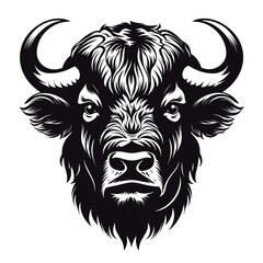 a black and white drawing of a bull
