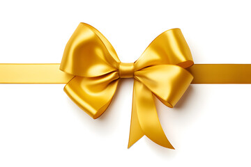 Goldene, festliche Schleife auf weißem Hintergrund, Geschenkband, erstellt mit generativer KI